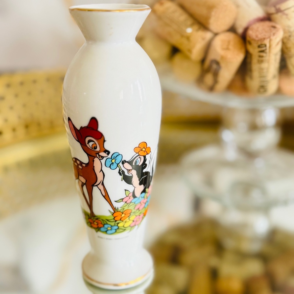 Rare VTG Walt Disney Production Bambi & Flower Vase Made in Japan EUC